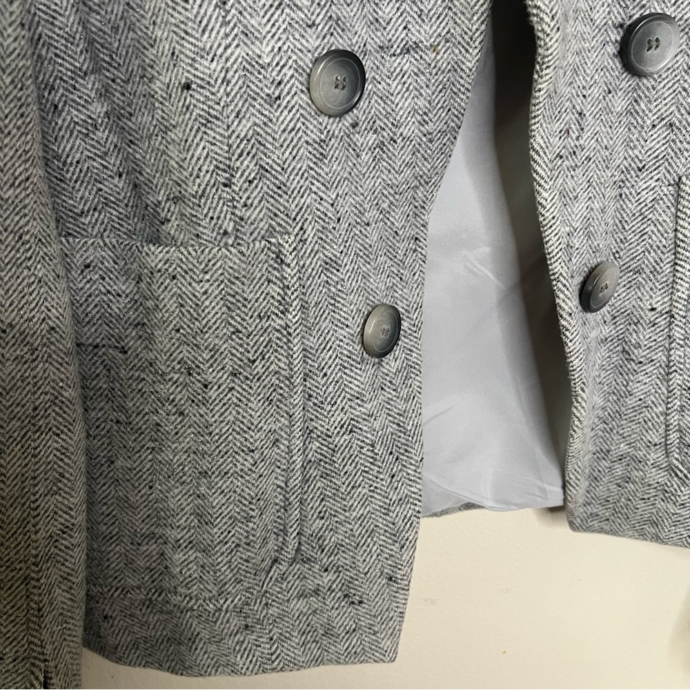 Theory Grey Tweed Textured Blazer Career 2 Structured Herringbone Jacket Office - Picture 3 of 7